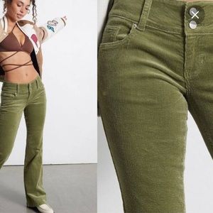 Green Corduroy PacSun Low Rise Jeans Flare Low Rise Boot Cut Retro Trendy Hip